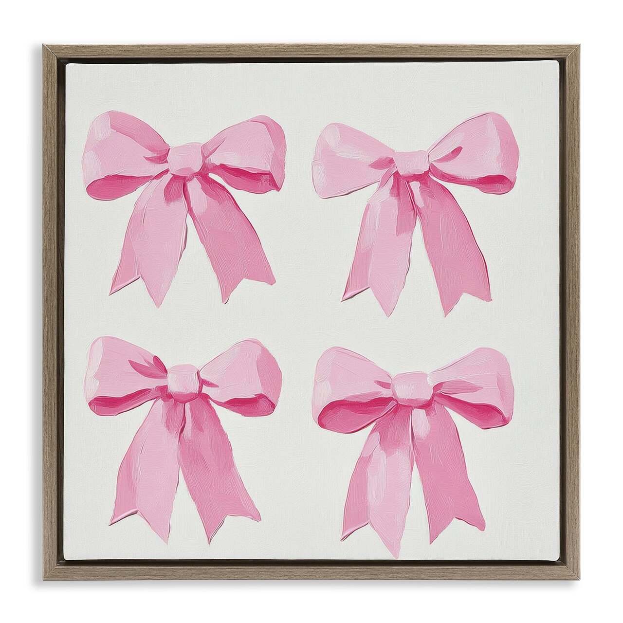 Stupell Industries Four Soft Pink Bows Floating Frame, design by Petal Prints Design